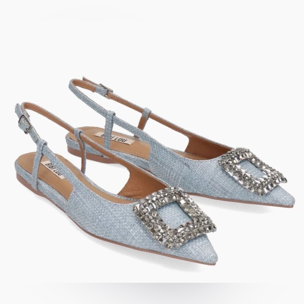 BIBI LOU ANTHROPOLOGIE  Powder Blue Decollete Pointed toe slingback Sz 36 NWB